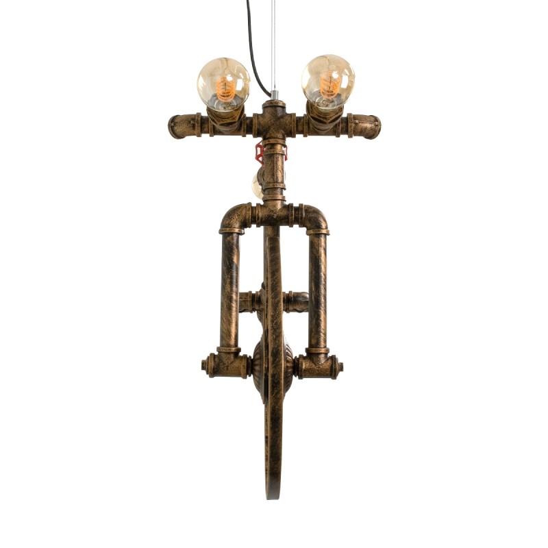 GloboStar® SWIFTWALKER 00660 Vintage Κρεμαστό Φωτιστικό Φιγούρα Τρίφωτο 3 x E27 IP20 Χάλκινο & Κόκκινο Μέταλλο - Μ85 x Π29.5 x Υ55cm