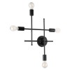 GloboStar® PIPING 00661 Vintage Επιτοίχιο Φωτιστικό Πολύφωτο 4 x E27 IP20 Μαύρο Μέταλλο - Μ40 x Π9 x Υ52cm