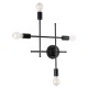 GloboStar® PIPING 00661 Vintage Επιτοίχιο Φωτιστικό Πολύφωτο 4 x E27 IP20 Μαύρο Μέταλλο - Μ40 x Π9 x Υ52cm