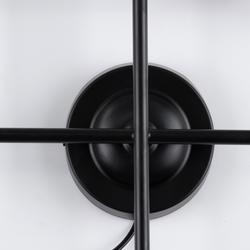 GloboStar® PIPING 00661 Vintage Επιτοίχιο Φωτιστικό Πολύφωτο 4 x E27 IP20 Μαύρο Μέταλλο - Μ40 x Π9 x Υ52cm