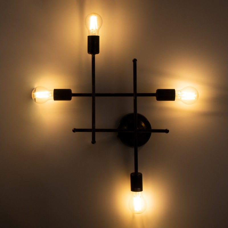 GloboStar® PIPING 00663 Vintage Επιτοίχιο Φωτιστικό Πολύφωτο 4xE27 IP20 Μπρούτζινο Μέταλλο - Μ40 x Π9 x Υ52cm