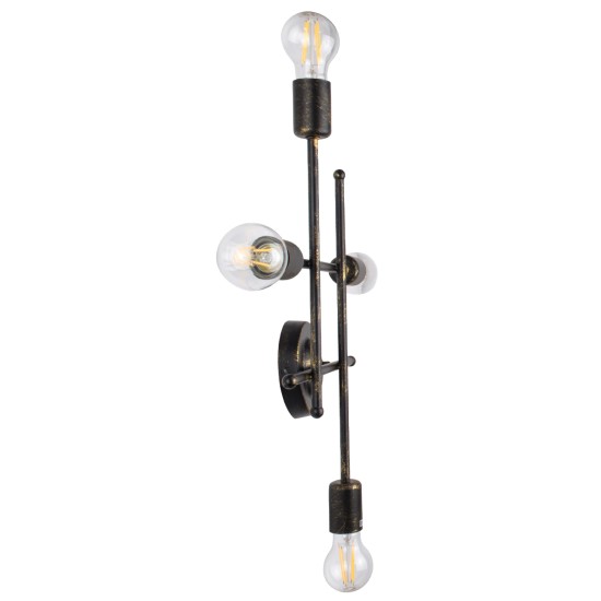 GloboStar® PIPING 00663 Vintage Επιτοίχιο Φωτιστικό Πολύφωτο 4xE27 IP20 Μπρούτζινο Μέταλλο - Μ40 x Π9 x Υ52cm