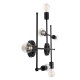 GloboStar® PIPING 00664 Vintage Επιτοίχιο Φωτιστικό Πολύφωτο 6 x E27 IP20 Μαύρο Μέταλλο - Μ66 x Π9.5 x Υ49cm