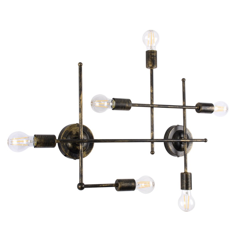 GloboStar® PIPING 00666 Vintage Επιτοίχιο Φωτιστικό Πολύφωτο 6 x E27 IP20 Μπρούτζινο Μέταλλο - Μ66 x Π9.5 x Υ49cm