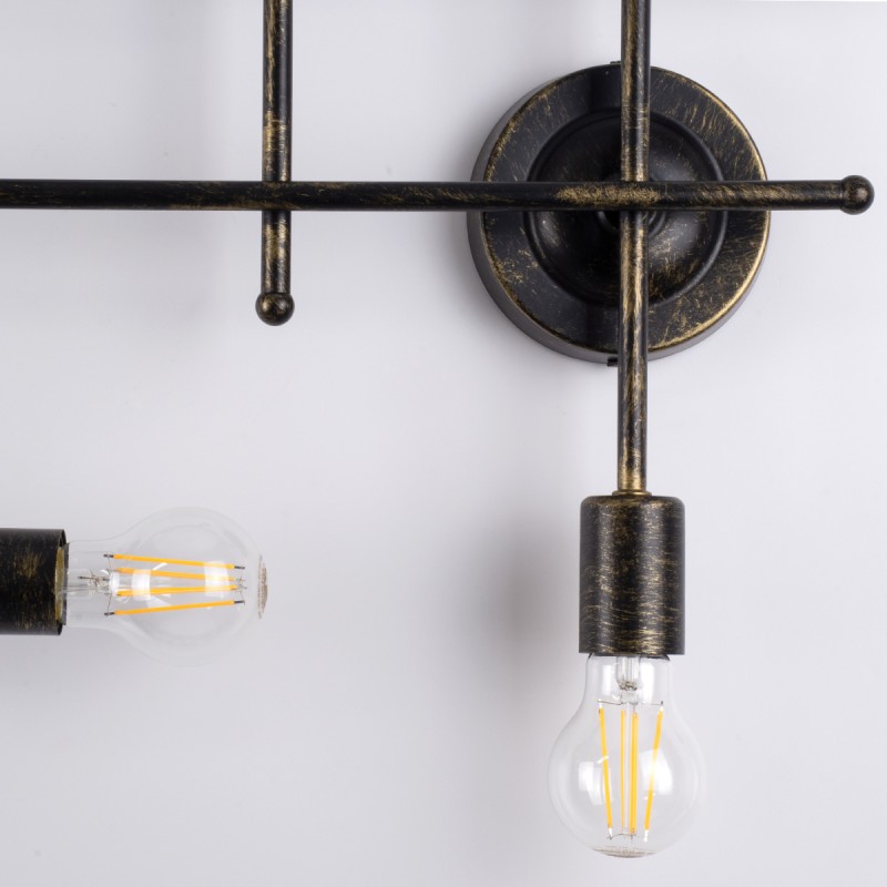 GloboStar® PIPING 00666 Vintage Επιτοίχιο Φωτιστικό Πολύφωτο 6 x E27 IP20 Μπρούτζινο Μέταλλο - Μ66 x Π9.5 x Υ49cm