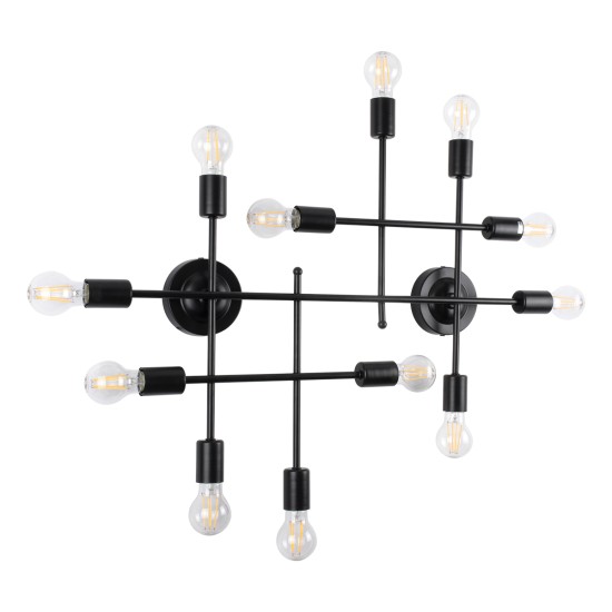 GloboStar® PIPING 00667 Vintage Επιτοίχιο Φωτιστικό Πολύφωτο 12 x E27 IP20 Μαύρο Μέταλλο - Μ78.5 x Π9.5 x Υ64cm GloboStar® PIPING 00667 Vintage Επιτοίχιο Φωτιστικό Πολύφωτο 12 x E27 IP20 Μαύρο Μέταλλο - Μ78.5 x Π9.5 x Υ64cm