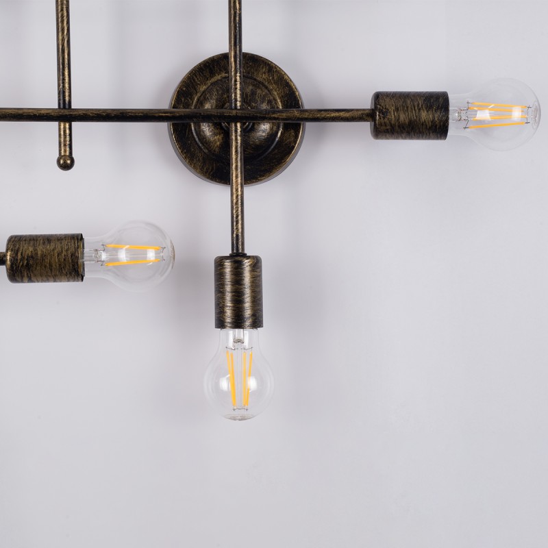 GloboStar® PIPING 00669 Vintage Επιτοίχιο Φωτιστικό Πολύφωτο 12 x E27 IP20 Μπρούτζινο Μέταλλο - Μ78.5 x Π9.5 x Υ64cm