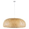 GloboStar® SAN TROPEZ 00673 Boho Κρεμαστό Φωτιστικό Πλέγμα Μονόφωτο 1 x E27 IP20 Μπεζ Ξύλο - Μ100 x Π100 x Y35cm