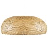GloboStar® SAN TROPEZ 00673 Boho Κρεμαστό Φωτιστικό Πλέγμα Μονόφωτο 1 x E27 IP20 Μπεζ Ξύλο - Μ100 x Π100 x Y35cm