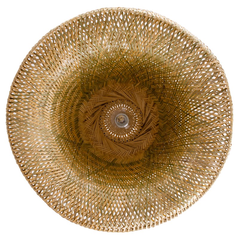 GloboStar® SAN TROPEZ 00673 Boho Κρεμαστό Φωτιστικό Πλέγμα Μονόφωτο 1 x E27 IP20 Μπεζ Ξύλο - Μ100 x Π100 x Y35cm