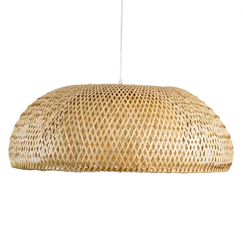 GloboStar® SAN TROPEZ 00674 Boho Κρεμαστό Φωτιστικό Ανάρτηση Μονόφωτο 1 x E27 IP20 Μπεζ Ξύλο - Μ80 x Π80 x Y28cm