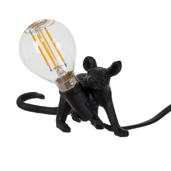 GLOBOSTAR® MOUSE 00675 Vintage Επιτραπέζιο Φωτιστικό Πορτατίφ με Ντουί 1 x E12 AC 220-240V IP20 - Μαύρο - Μ13 x Π4 x Υ7cm
