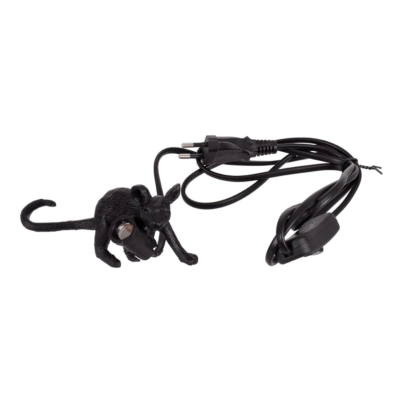 GloboStar® MOUSE 00675 Vintage Επιτραπέζιο Φωτιστικό Πορτατίφ Λαμπατέρ Μονόφωτο με Ντουί 1 x E12 AC 230V Μαύρο Πλαστικό Μ13 x Π4 x Υ7cm