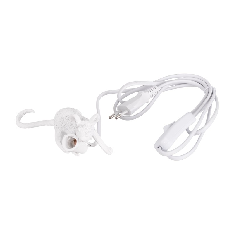 GloboStar® MOUSE 00676 Vintage Επιτραπέζιο Φωτιστικό Πορτατίφ Λαμπατέρ Μονόφωτο με Ντουί 1 x E12 AC 230V Λευκό Πλαστικό Μ13 x Π4 x Υ7cm