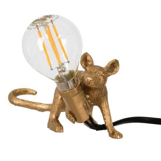 GloboStar® MOUSE 00677 Vintage Επιτραπέζιο Φωτιστικό Πορτατίφ Μονόφωτο 1 x E12 IP20 Χρυσό Πλαστικό - Μ13 x Π4 x Υ7cm GloboStar® MOUSE 00677 Vintage Επιτραπέζιο Φωτιστικό Πορτατίφ Λαμπατέρ Μονόφωτο με Ντουί 1 x E12 AC 230V Χρυσό Πλαστικό Μ13 x Π4 x Υ7cm