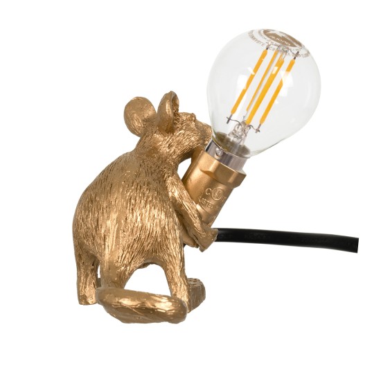 GloboStar® MOUSE 00677 Vintage Επιτραπέζιο Φωτιστικό Πορτατίφ Μονόφωτο 1 x E12 IP20 Χρυσό Πλαστικό - Μ13 x Π4 x Υ7cm GloboStar® MOUSE 00677 Vintage Επιτραπέζιο Φωτιστικό Πορτατίφ Λαμπατέρ Μονόφωτο με Ντουί 1 x E12 AC 230V Χρυσό Πλαστικό Μ13 x Π4 x Υ7cm