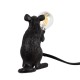 GloboStar® MOUSE 00678 Vintage Επιτραπέζιο Φωτιστικό Πορτατίφ Λαμπατέρ Μονόφωτο με Ντουί 1 x E12 AC 230V Μαύρο Πλαστικό Μ12 x Π4 x Υ10cm
