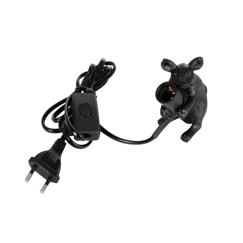 GloboStar® MOUSE 00678 Vintage Επιτραπέζιο Φωτιστικό Πορτατίφ Λαμπατέρ Μονόφωτο με Ντουί 1 x E12 AC 230V Μαύρο Πλαστικό Μ12 x Π4 x Υ10cm