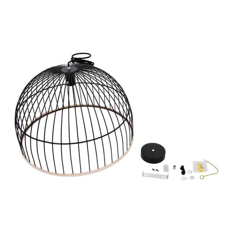 GloboStar® NEVIS 00681 Μοντέρνο Κρεμαστό Φωτιστικό Πλέγμα Μονόφωτο 1 x E27 IP20 Μαύρο Μέταλλο - Μ49 x Π49 x Υ34.5cm