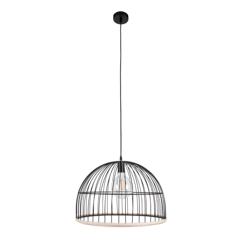 GloboStar® NEVIS 00681 Μοντέρνο Κρεμαστό Φωτιστικό Πλέγμα Μονόφωτο 1 x E27 IP20 Μαύρο Μέταλλο - Μ49 x Π49 x Υ34.5cm