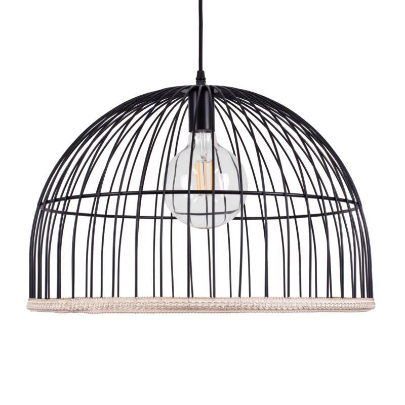 GloboStar® NEVIS 00681 Μοντέρνο Κρεμαστό Φωτιστικό Πλέγμα Μονόφωτο 1 x E27 IP20 Μαύρο Μέταλλο - Μ49 x Π49 x Υ34.5cm