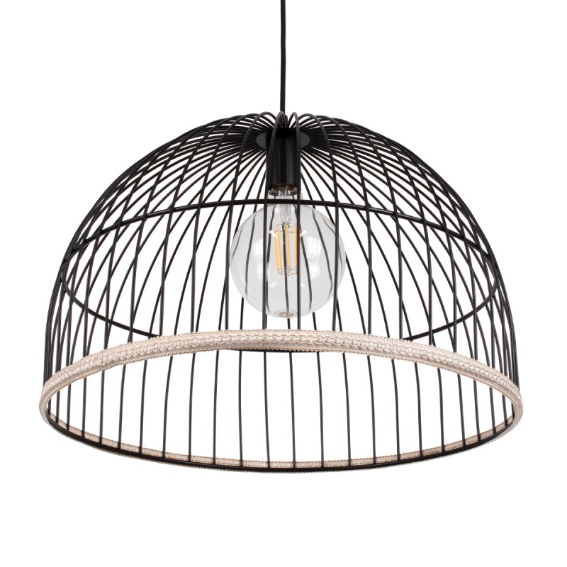 GloboStar® NEVIS 00681 Μοντέρνο Κρεμαστό Φωτιστικό Πλέγμα Μονόφωτο 1 x E27 IP20 Μαύρο Μέταλλο - Μ49 x Π49 x Υ34.5cm