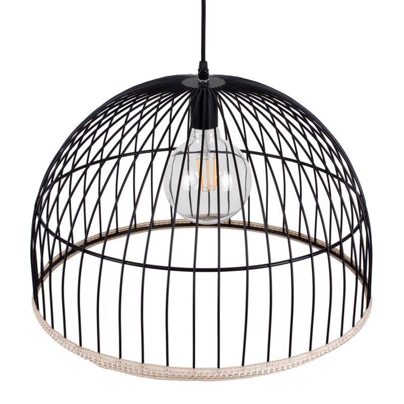 GloboStar® NEVIS 00681 Μοντέρνο Κρεμαστό Φωτιστικό Πλέγμα Μονόφωτο 1 x E27 IP20 Μαύρο Μέταλλο - Μ49 x Π49 x Υ34.5cm