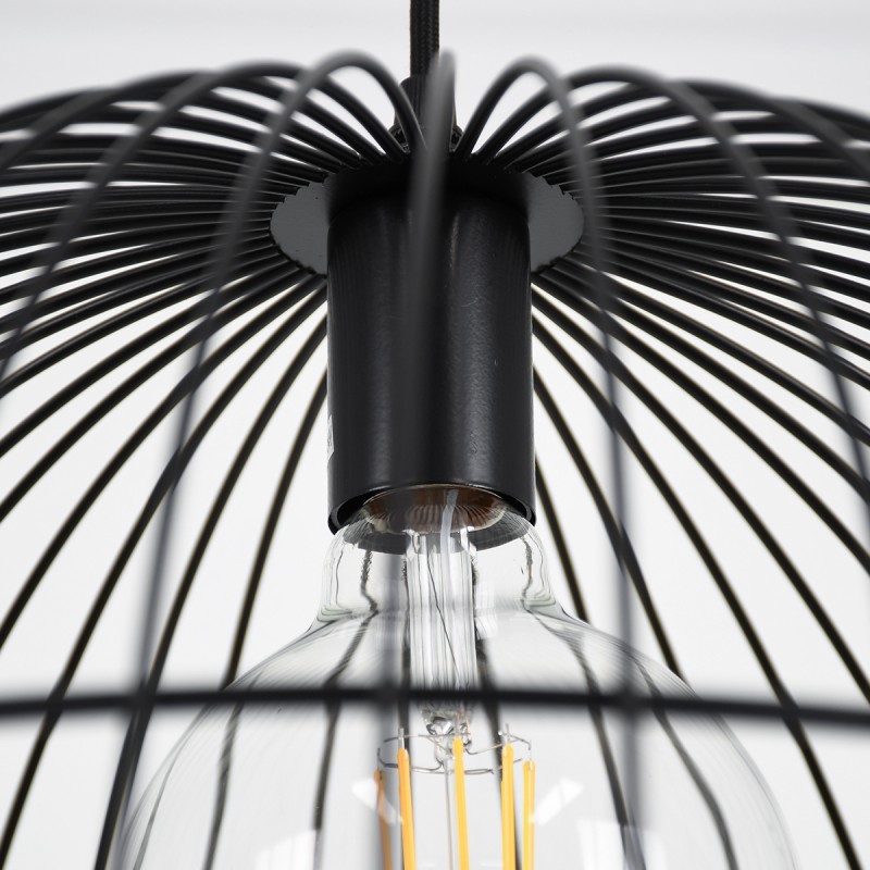 GloboStar® NEVIS 00681 Μοντέρνο Κρεμαστό Φωτιστικό Πλέγμα Μονόφωτο 1 x E27 IP20 Μαύρο Μέταλλο - Μ49 x Π49 x Υ34.5cm