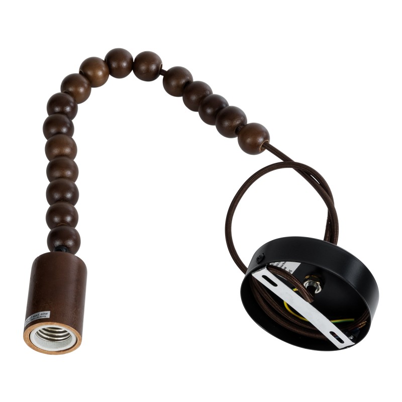 GloboStar® BEADS 00694 Vintage Κρεμαστό Φωτιστικό Ανάρτηση Μονόφωτο 1 x E27 IP20 Καφέ Ξύλο - Μ4 x Π4 x Υ47cm