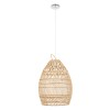 GloboStar® TAHITI 00710 Boho Κρεμαστό Φωτιστικό Πλέγμα Μονόφωτο 1 x E27 IP20 Μπεζ Ξύλο - Μ38 x Π38 x Υ50cm