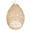 GloboStar® TAHITI 00710 Boho Κρεμαστό Φωτιστικό Πλέγμα Μονόφωτο 1 x E27 IP20 Μπεζ Ξύλο - Μ38 x Π38 x Υ50cm
