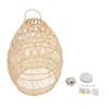 GloboStar® TAHITI 00710 Boho Κρεμαστό Φωτιστικό Πλέγμα Μονόφωτο 1 x E27 IP20 Μπεζ Ξύλο - Μ38 x Π38 x Υ50cm
