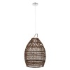 GloboStar® TAHITI 00711 Boho Κρεμαστό Φωτιστικό Πλέγμα Μονόφωτο 1 x E27 IP20 Καφέ Ξύλο - Μ38 x Π38 x Υ50cm
