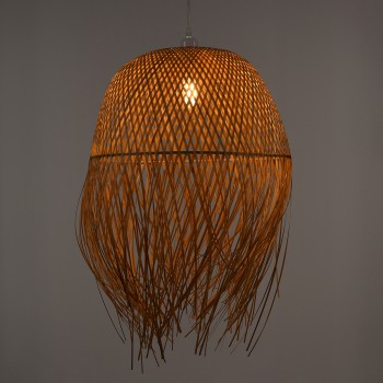 GLOBOSTAR® MANILA 00713 Boho Κρεμαστό Φωτιστικό Οροφής με Ντουί 1 x E27 AC 220-240V IP20 - Μπεζ - Μ50 x Π50 x Υ70cm