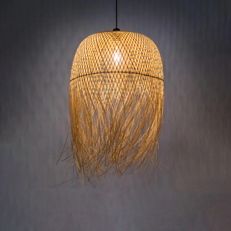 GLOBOSTAR® MANILA 00713 Boho Κρεμαστό Φωτιστικό Οροφής με Ντουί 1 x E27 AC 220-240V IP20 - Μπεζ - Μ50 x Π50 x Υ70cm