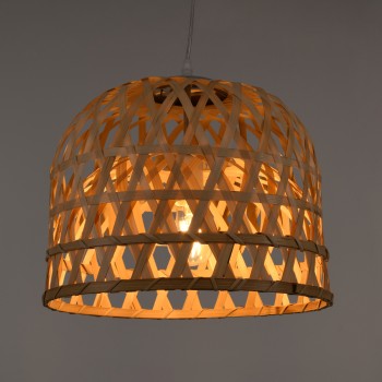 GLOBOSTAR® MANGEA 00715 Boho Κρεμαστό Φωτιστικό Οροφής με Ντουί 1 x E27 AC 220-240V IP20 - Μπεζ - Μ32 x Π32 x Υ30cm