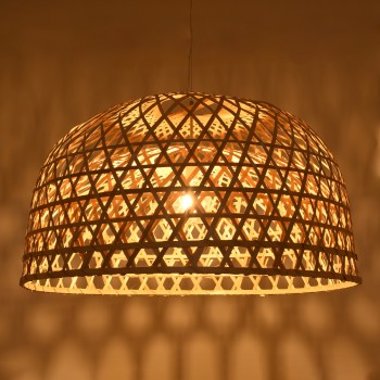 GLOBOSTAR® MANGEA 00717 Boho Κρεμαστό Φωτιστικό Οροφής με Ντουί 1 x E27 AC 220-240V IP20 - Μπεζ - Μ100 x Π100 x Υ66cm