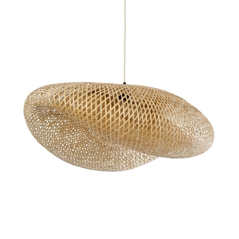 GloboStar® MEXICO 00720 Boho Κρεμαστό Φωτιστικό Ανάρτηση Μονόφωτο 1 x E27 IP20 Μπεζ Ξύλο - Μ85 x Π55 x Y36cm