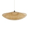 GloboStar® MEXICO 00720 Boho Κρεμαστό Φωτιστικό Ανάρτηση Μονόφωτο 1 x E27 IP20 Μπεζ Ξύλο - Μ85 x Π55 x Y36cm
