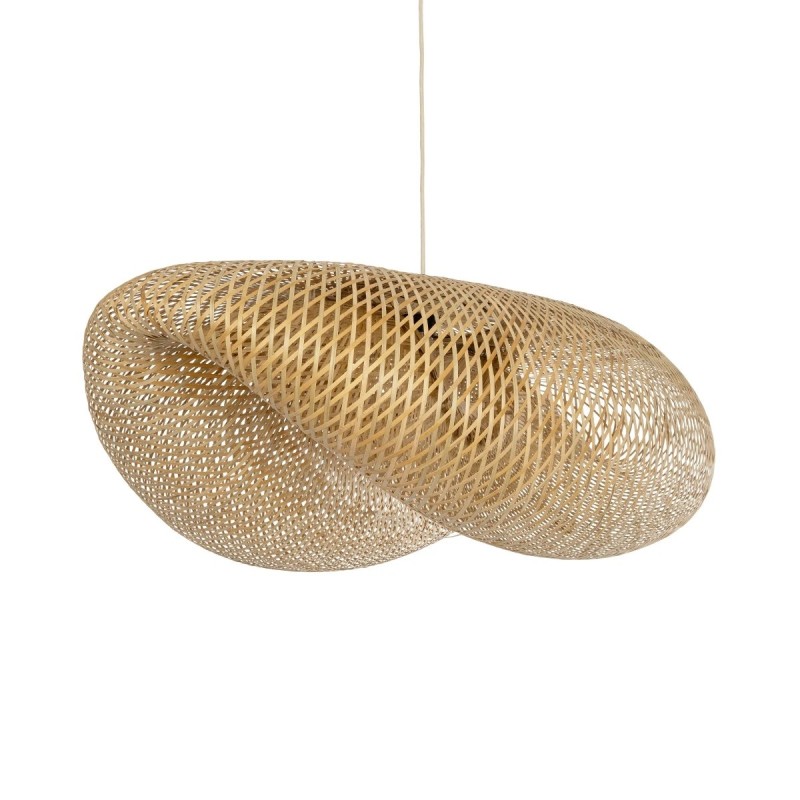 GloboStar® MEXICO 00721 Boho Κρεμαστό Φωτιστικό Ανάρτηση Μονόφωτο 1 x E27 IP20 Μπεζ Ξύλο - Μ100 x Π80 x Y35cm