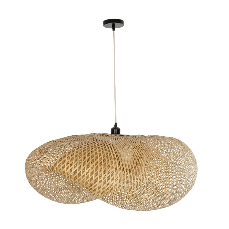 GloboStar® MEXICO 00721 Boho Κρεμαστό Φωτιστικό Ανάρτηση Μονόφωτο 1 x E27 IP20 Μπεζ Ξύλο - Μ100 x Π80 x Y35cm