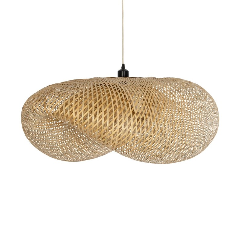 GloboStar® MEXICO 00721 Boho Κρεμαστό Φωτιστικό Ανάρτηση Μονόφωτο 1 x E27 IP20 Μπεζ Ξύλο - Μ100 x Π80 x Y35cm