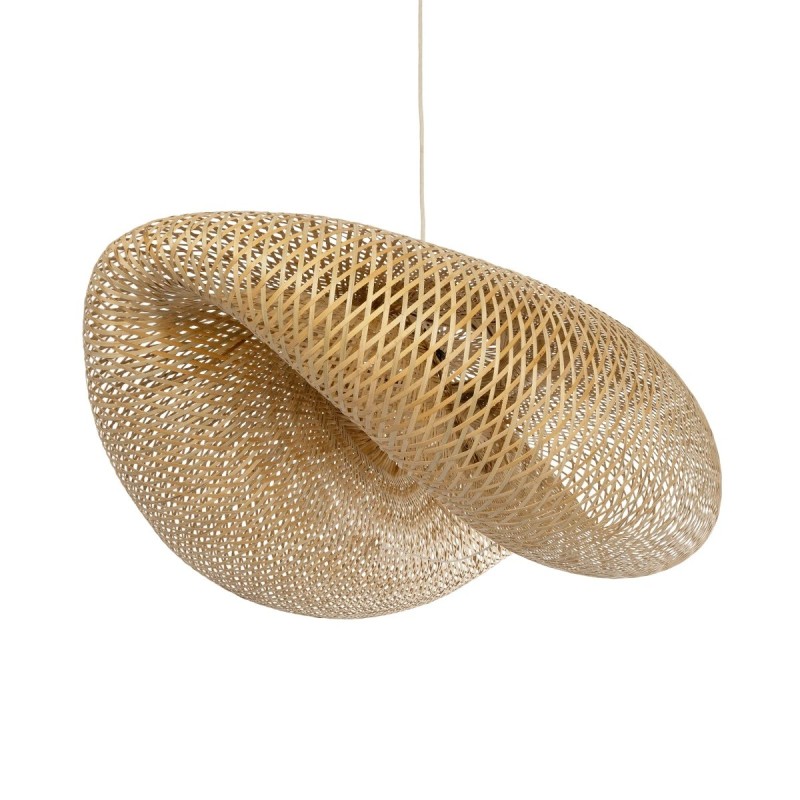 GloboStar® MEXICO 00721 Boho Κρεμαστό Φωτιστικό Ανάρτηση Μονόφωτο 1 x E27 IP20 Μπεζ Ξύλο - Μ100 x Π80 x Y35cm