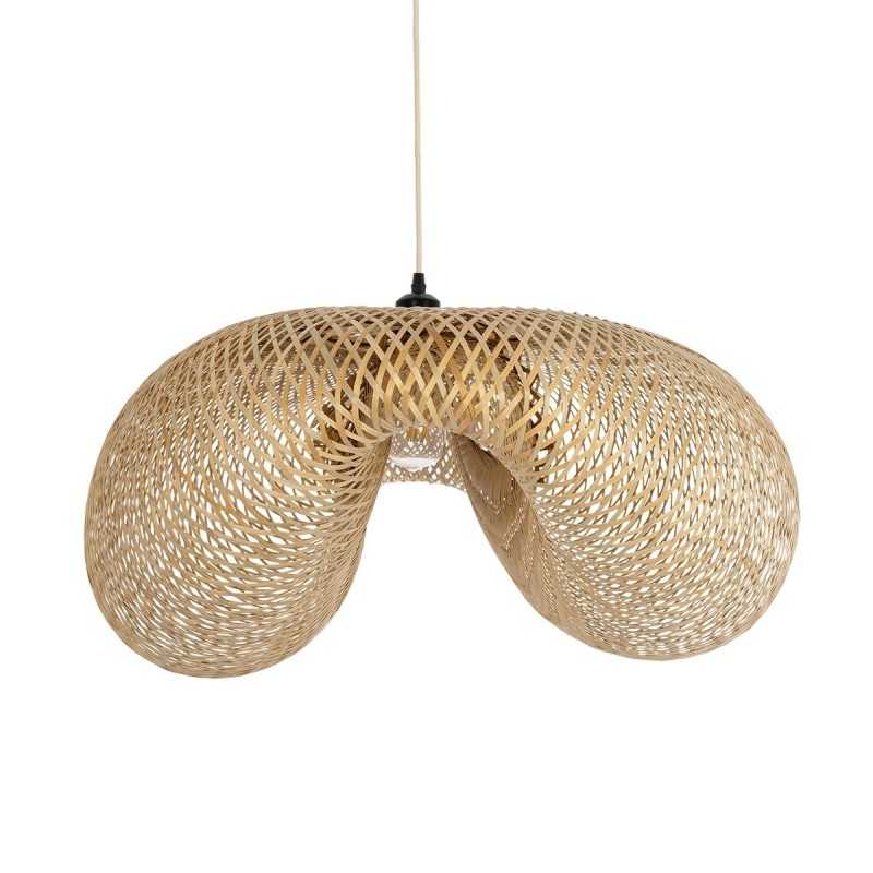 GloboStar® MEXICO 00721 Boho Κρεμαστό Φωτιστικό Ανάρτηση Μονόφωτο 1 x E27 IP20 Μπεζ Ξύλο - Μ100 x Π80 x Y35cm