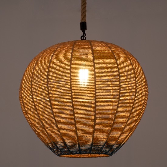 GloboStar® SIMON 00727 Boho Κρεμαστό Φωτιστικό Ανάρτηση Μονόφωτο 1 x E27 IP20 Μπεζ & Μπλε Σχοινί - Μ50 x Π50 x Y47cm GloboStar® SIMON 00727 Boho Κρεμαστό Φωτιστικό Ανάρτηση Μονόφωτο 1 x E27 IP20 Μπεζ & Μπλε Σχοινί - Μ50 x Π50 x Y47cm