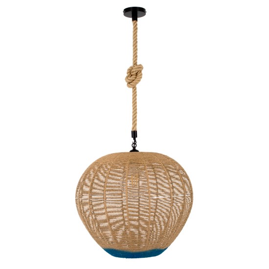 GloboStar® SIMON 00727 Boho Κρεμαστό Φωτιστικό Ανάρτηση Μονόφωτο 1 x E27 IP20 Μπεζ & Μπλε Σχοινί - Μ50 x Π50 x Y47cm GloboStar® SIMON 00727 Boho Κρεμαστό Φωτιστικό Ανάρτηση Μονόφωτο 1 x E27 IP20 Μπεζ & Μπλε Σχοινί - Μ50 x Π50 x Y47cm
