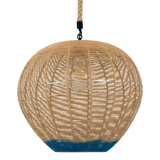 GloboStar® SIMON 00727 Boho Κρεμαστό Φωτιστικό Ανάρτηση Μονόφωτο 1 x E27 IP20 Μπεζ & Μπλε Σχοινί - Μ50 x Π50 x Y47cm GloboStar® SIMON 00727 Boho Κρεμαστό Φωτιστικό Ανάρτηση Μονόφωτο 1 x E27 IP20 Μπεζ & Μπλε Σχοινί - Μ50 x Π50 x Y47cm