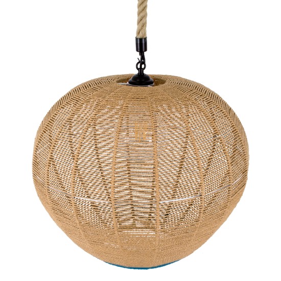 GloboStar® SIMON 00727 Boho Κρεμαστό Φωτιστικό Ανάρτηση Μονόφωτο 1 x E27 IP20 Μπεζ & Μπλε Σχοινί - Μ50 x Π50 x Y47cm GloboStar® SIMON 00727 Boho Κρεμαστό Φωτιστικό Ανάρτηση Μονόφωτο 1 x E27 IP20 Μπεζ & Μπλε Σχοινί - Μ50 x Π50 x Y47cm