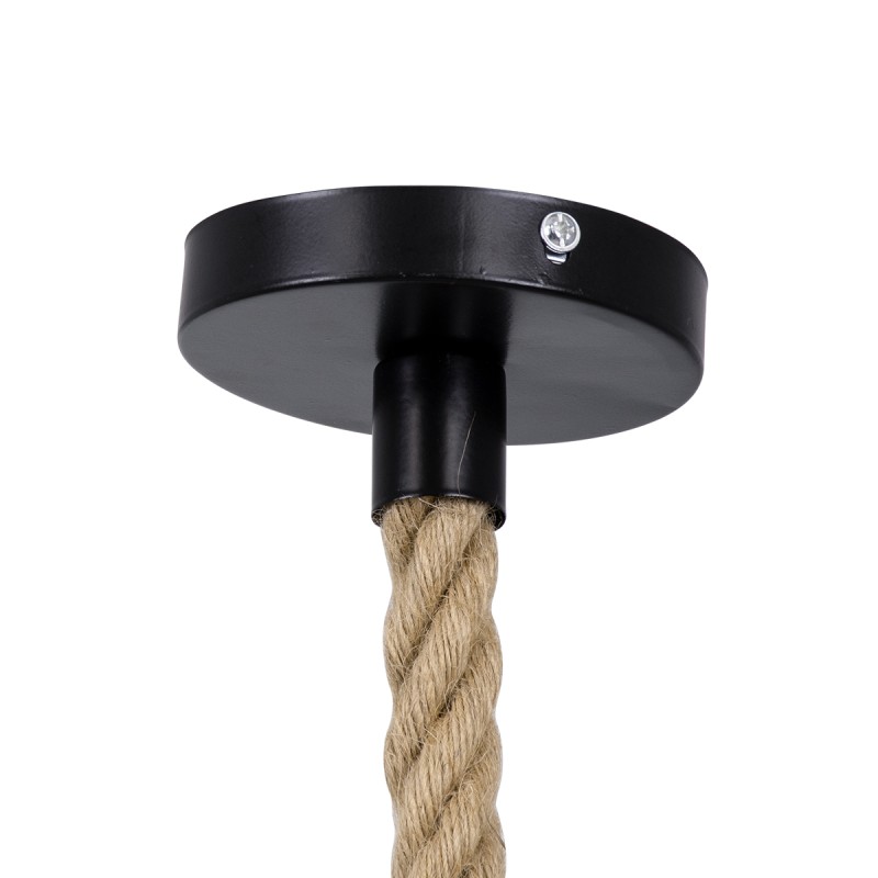 GloboStar® SIMON 00727 Boho Κρεμαστό Φωτιστικό Ανάρτηση Μονόφωτο 1 x E27 IP20 Μπεζ & Μπλε Σχοινί - Μ50 x Π50 x Y47cm