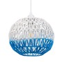 GLOBOSTAR® SANTOR 00728 Boho Κρεμαστό Φωτιστικό Οροφής με Ντουί 1 x E27 AC 220-240V IP20 - Λευκό & Μπλε - Μ30 x Π30 x Υ30cm